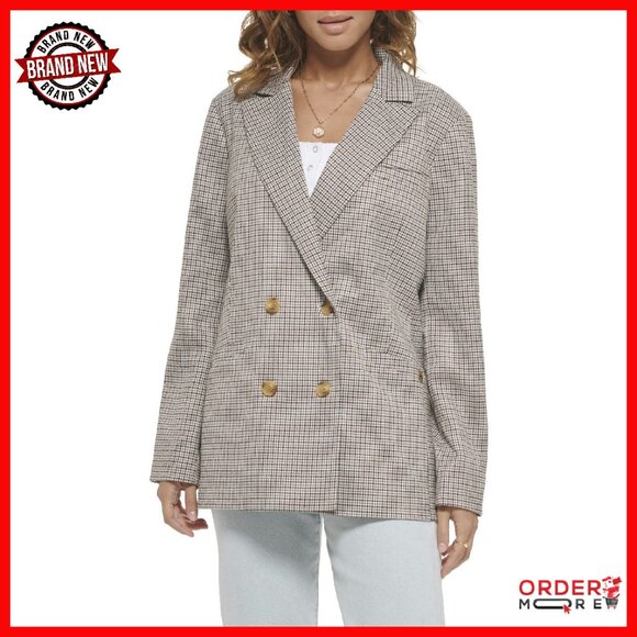 Wool Blend Double Breasted Blazer Midlength Fit Professional Style